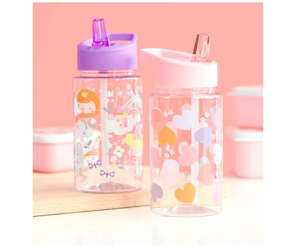 Botella Tritán con Pajita Corazones 450ml