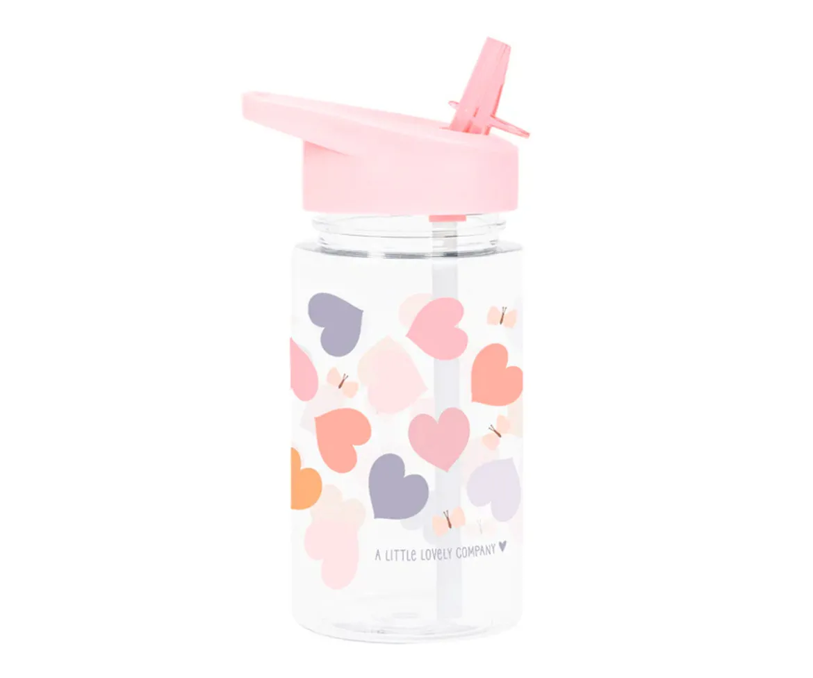 Botella Tritán con Pajita Corazones 450ml