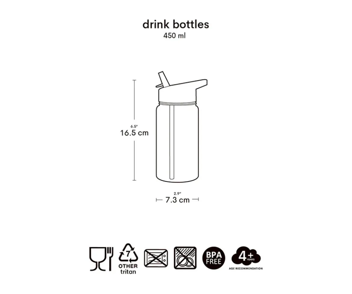 Botella Tritán con Pajita Corazones 450ml