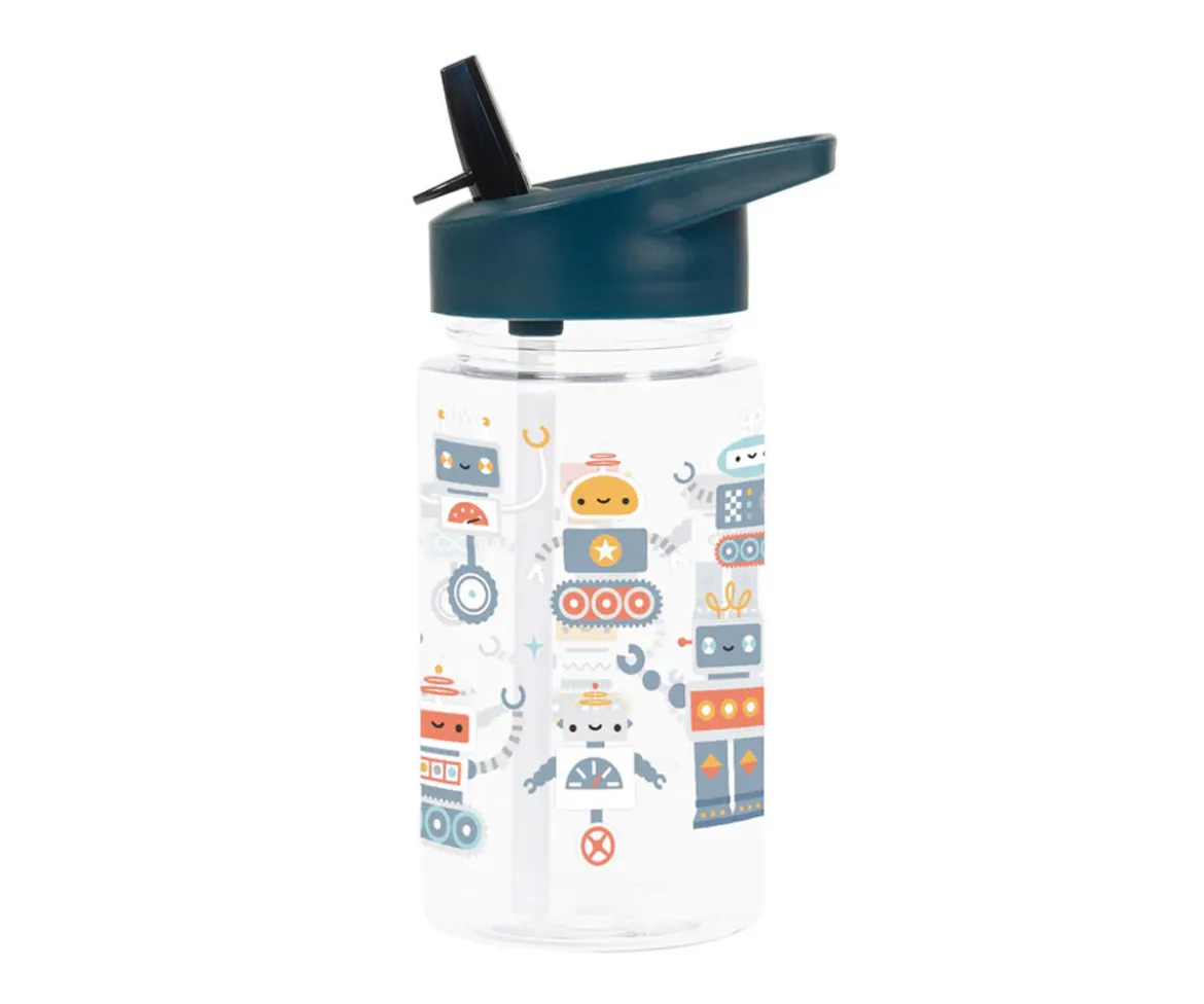 Botella Tritán con Pajita Robots 450ml