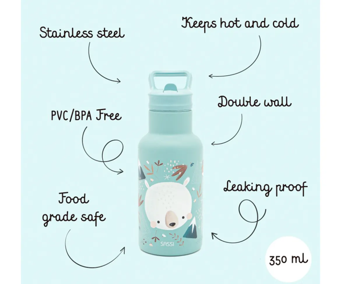 Botella Térmica con Pajita Oso Polar 350ml