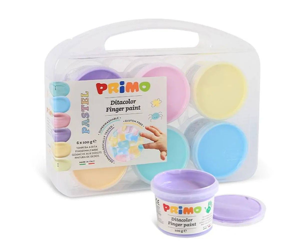 6 Botes de Pintura para Dedos Pastel