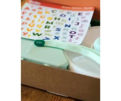 Caja Almuerzo Snack Spinner Flip, Correa de Mano y Hoja de Pegatinas Mint Green