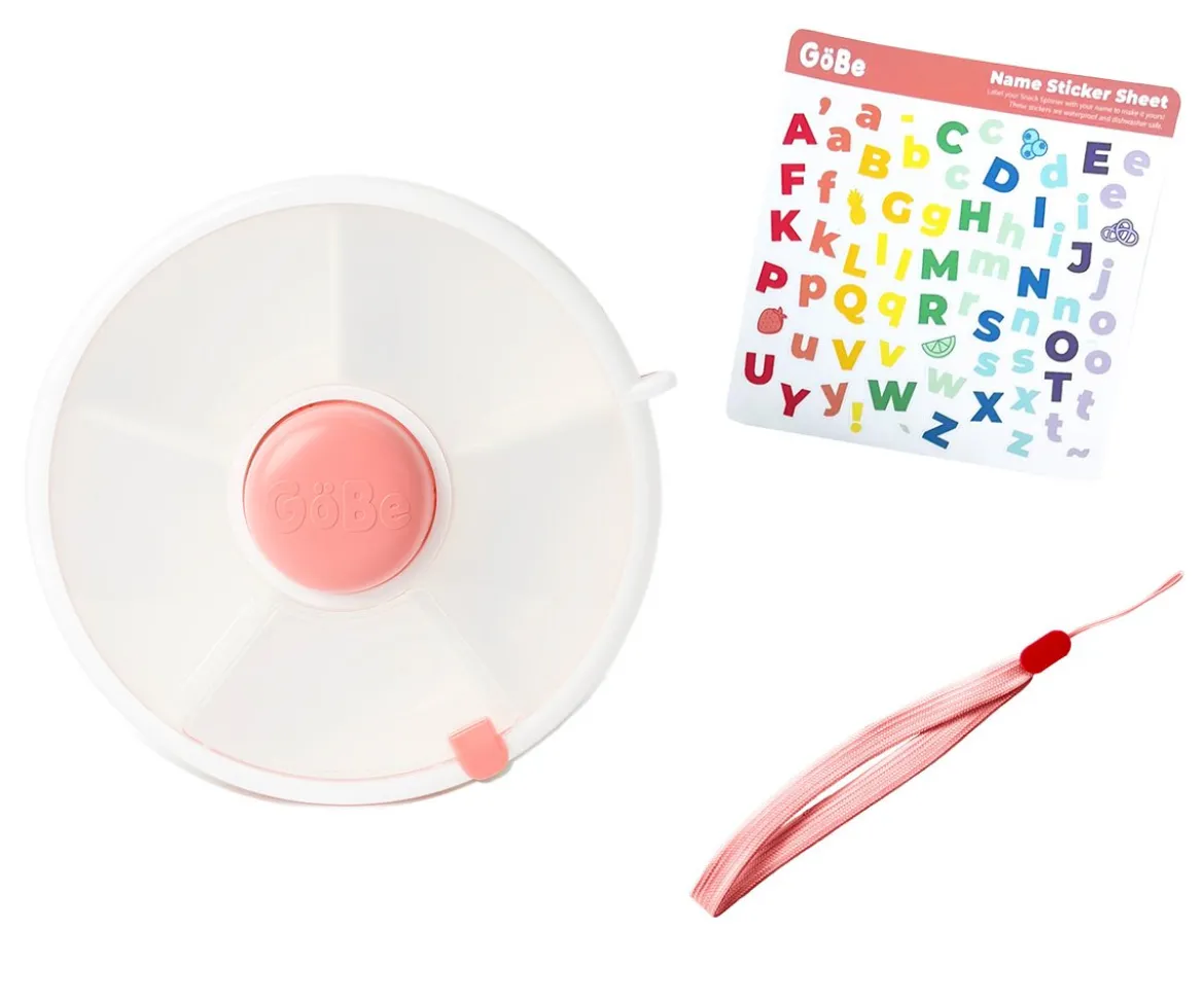 Caja Almuerzo Snack Spinner Flip, Correa de Mano y Hoja de Pegatinas Coral Pink