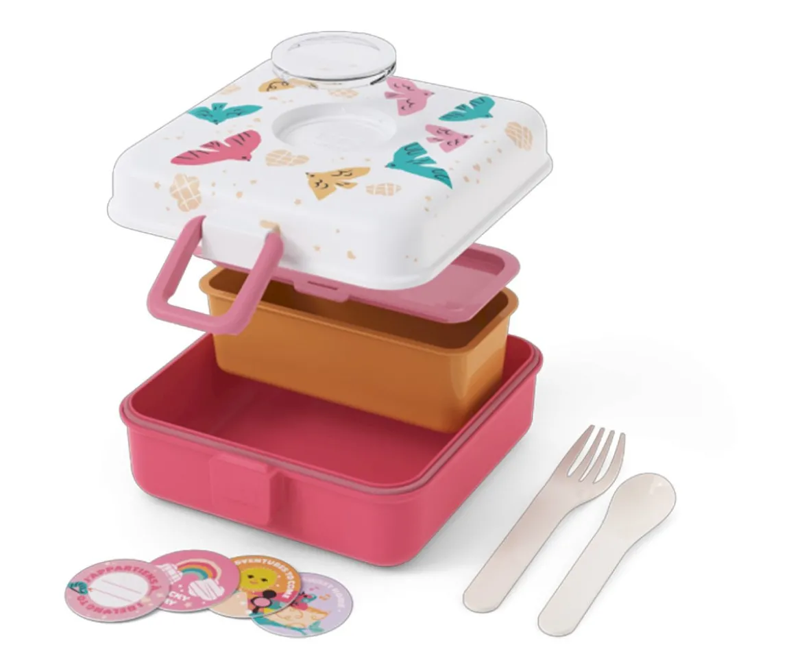Caja Almuerzo Snacky Rosa Birds