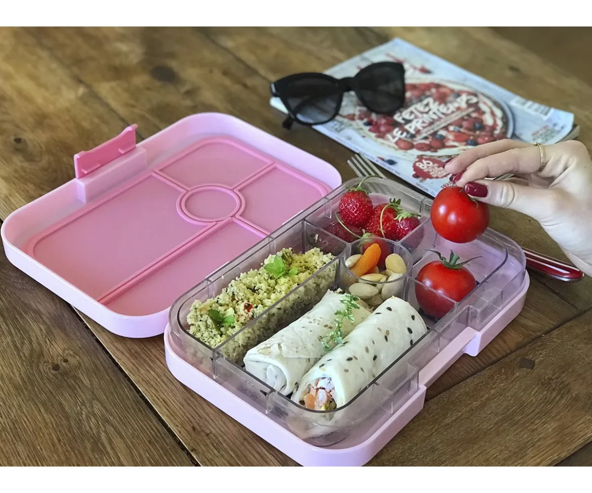 Caja Almuerzo Tapas Capri Pink Jungla Pastel 5 Compartimentos