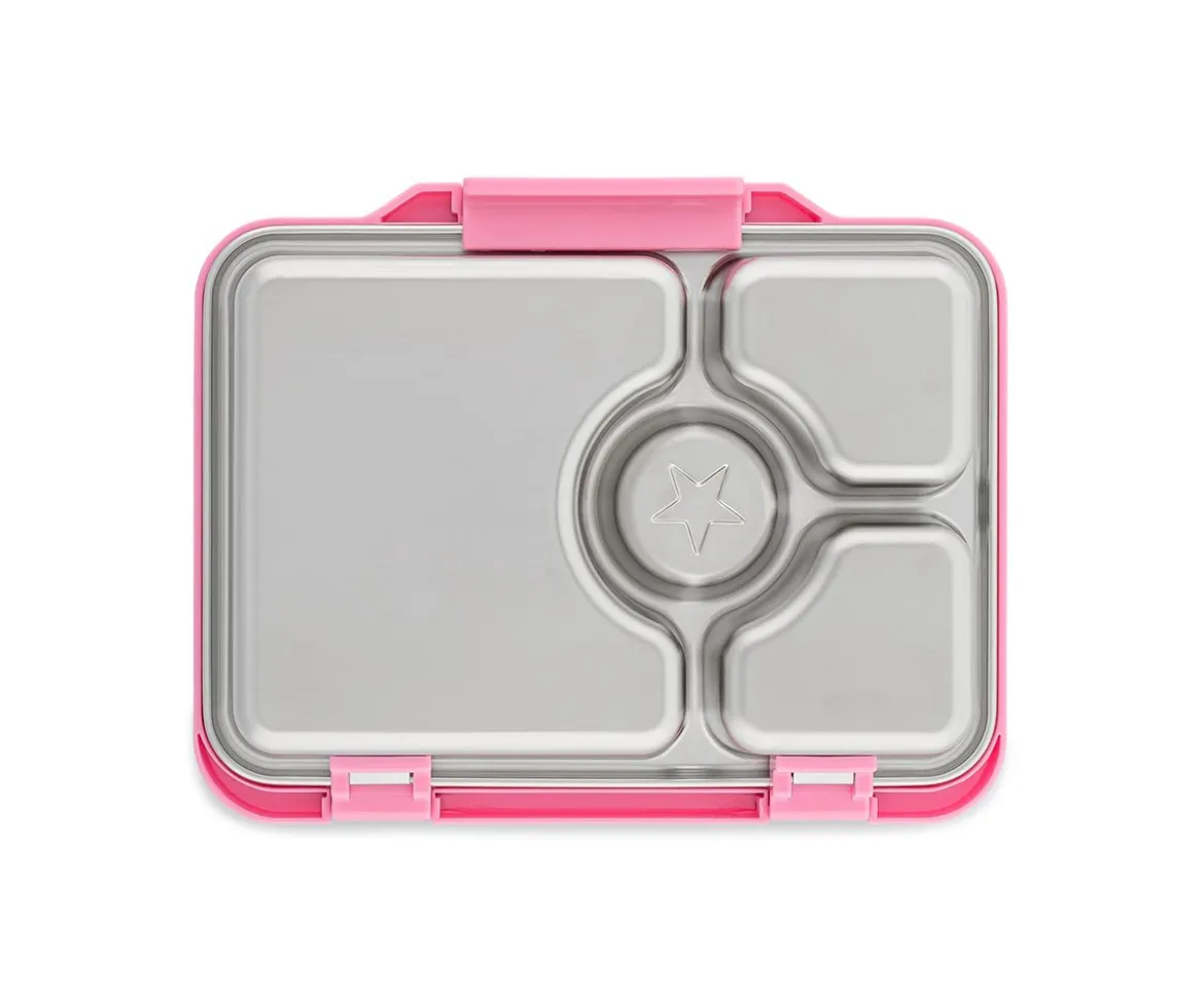 Caja Almuerzo Yumbox Pret Acero Rosa 4 Compartimentos