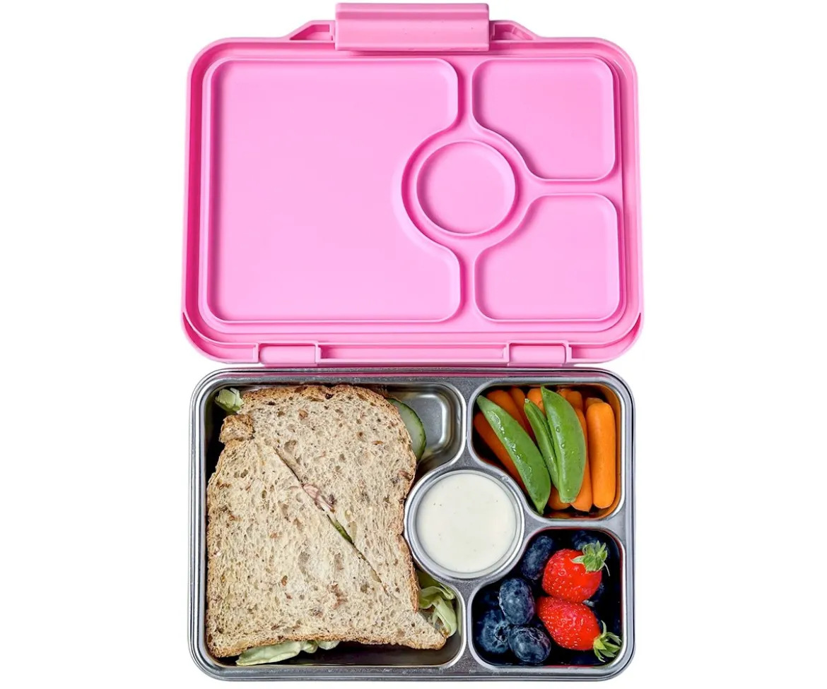 Caja Almuerzo Yumbox Pret Acero Rosa 4 Compartimentos