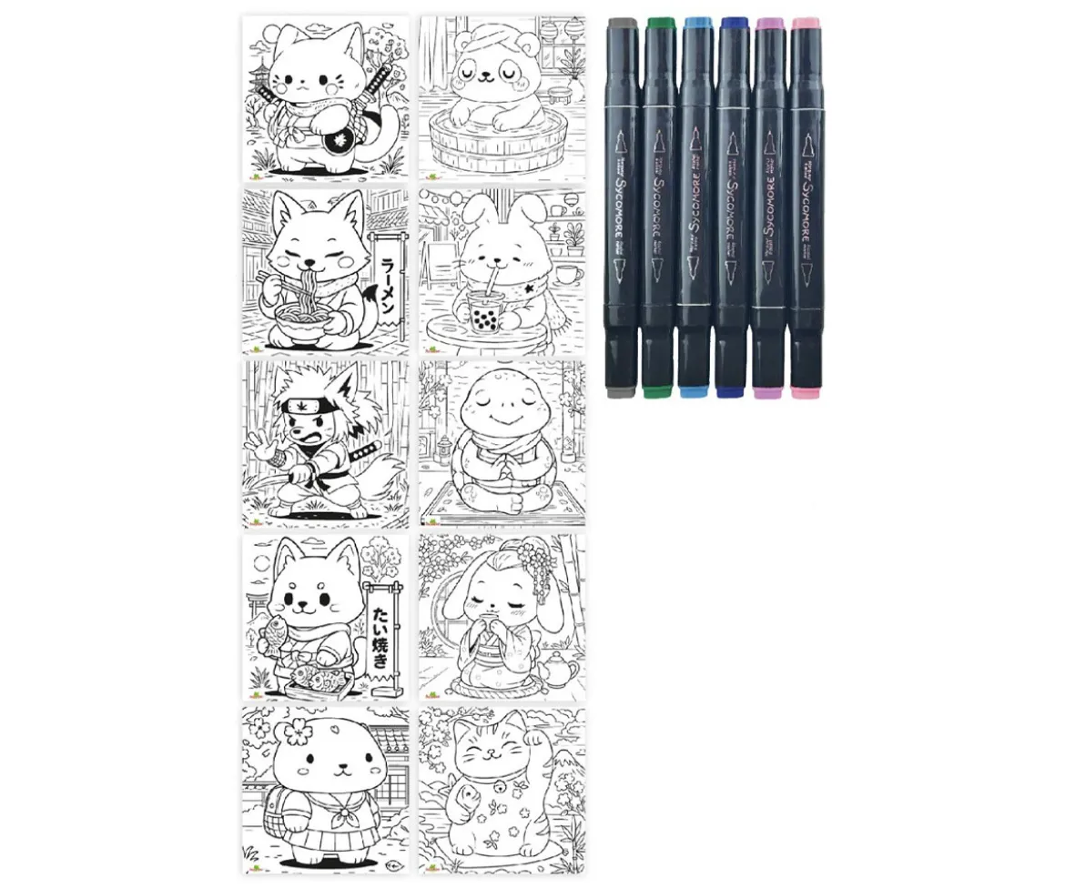 Caja Creativa S Kawaii Animals con Rotuladores Doble Punta