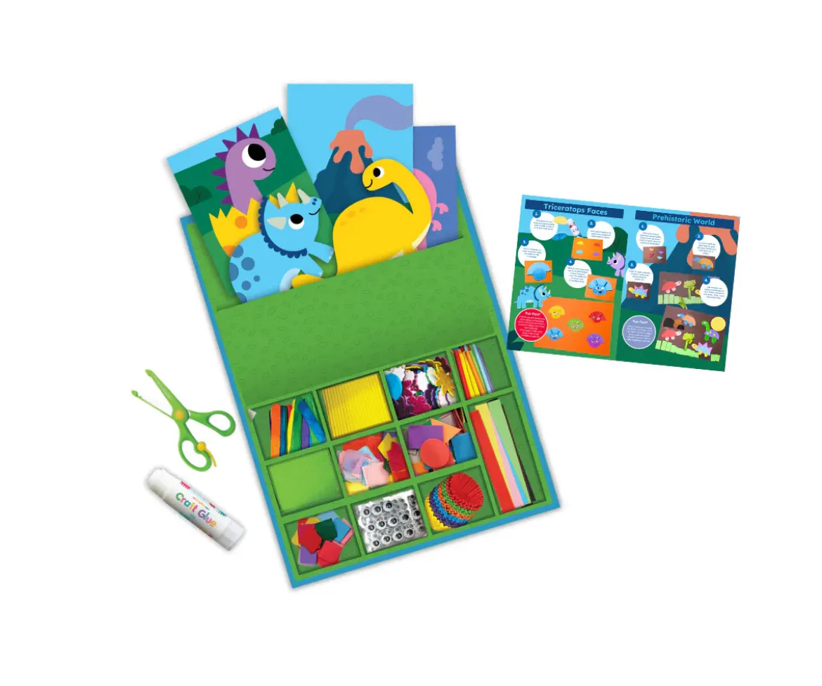 Caja de Actividades Sensoriales con Collage Dinosaur