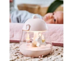 Caja de Música Carrusel con Lámpara Chicklet Rosa