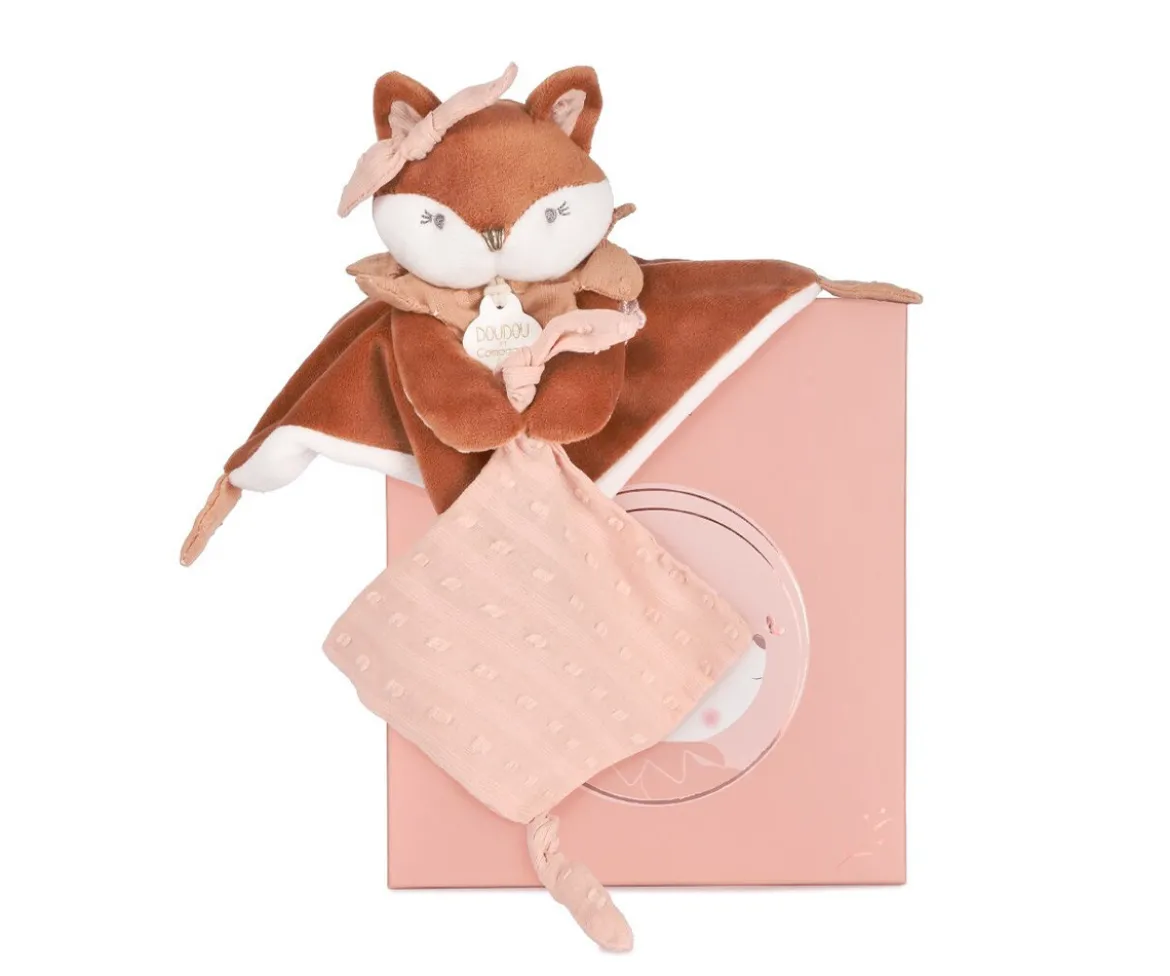 Caja Regalo Doudou Personalizable Zorro Mina con Sujetachupetes