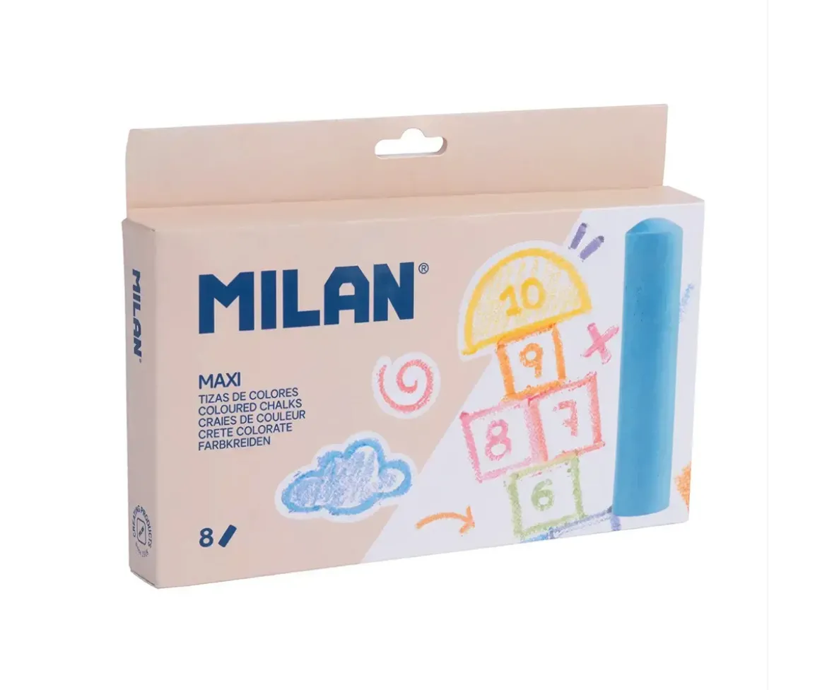 Caja 8 Tizas de Colores MAXI para Pizarra y Exterior