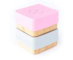 2 Cajitas para Snack de Bambú Rosa/Gris