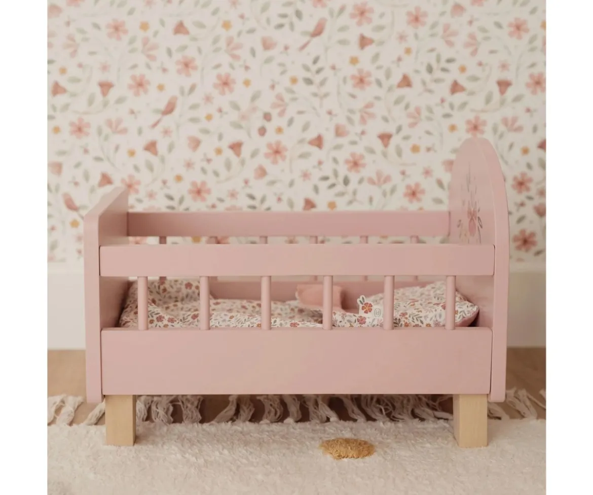 Cama de Madera con Textil para Muñecas FSC
