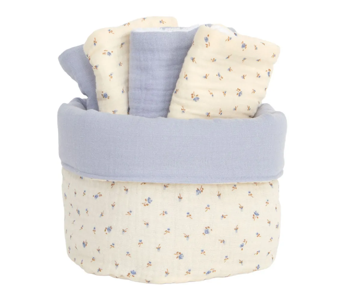 Cesta con Secababitas Flor Azul Personalizable