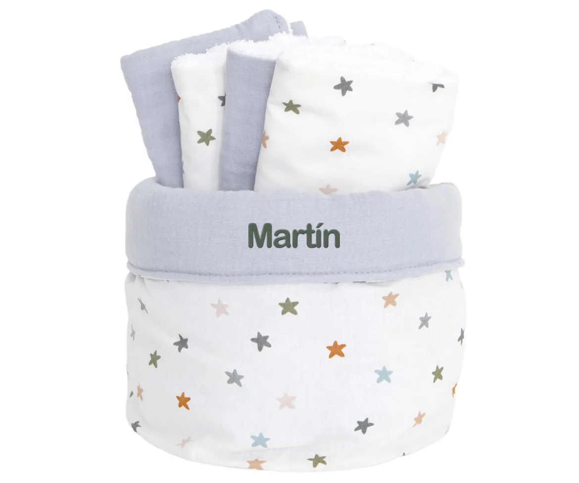 Cesta con Secababitas Little Stars Blue Personalizable