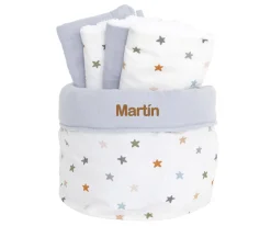 Cesta con Secababitas Little Stars Blue Personalizable