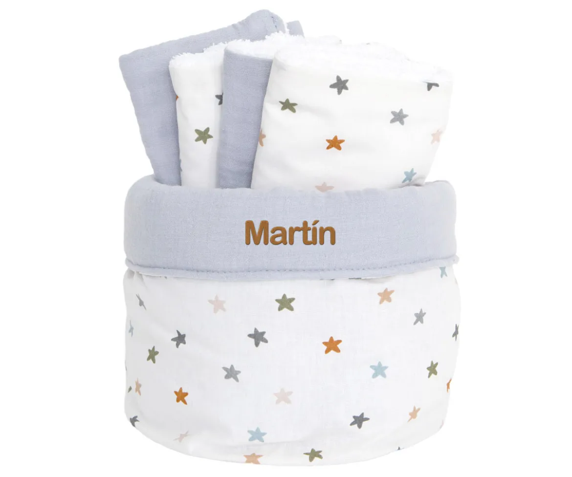 Cesta con Secababitas Little Stars Blue Personalizable