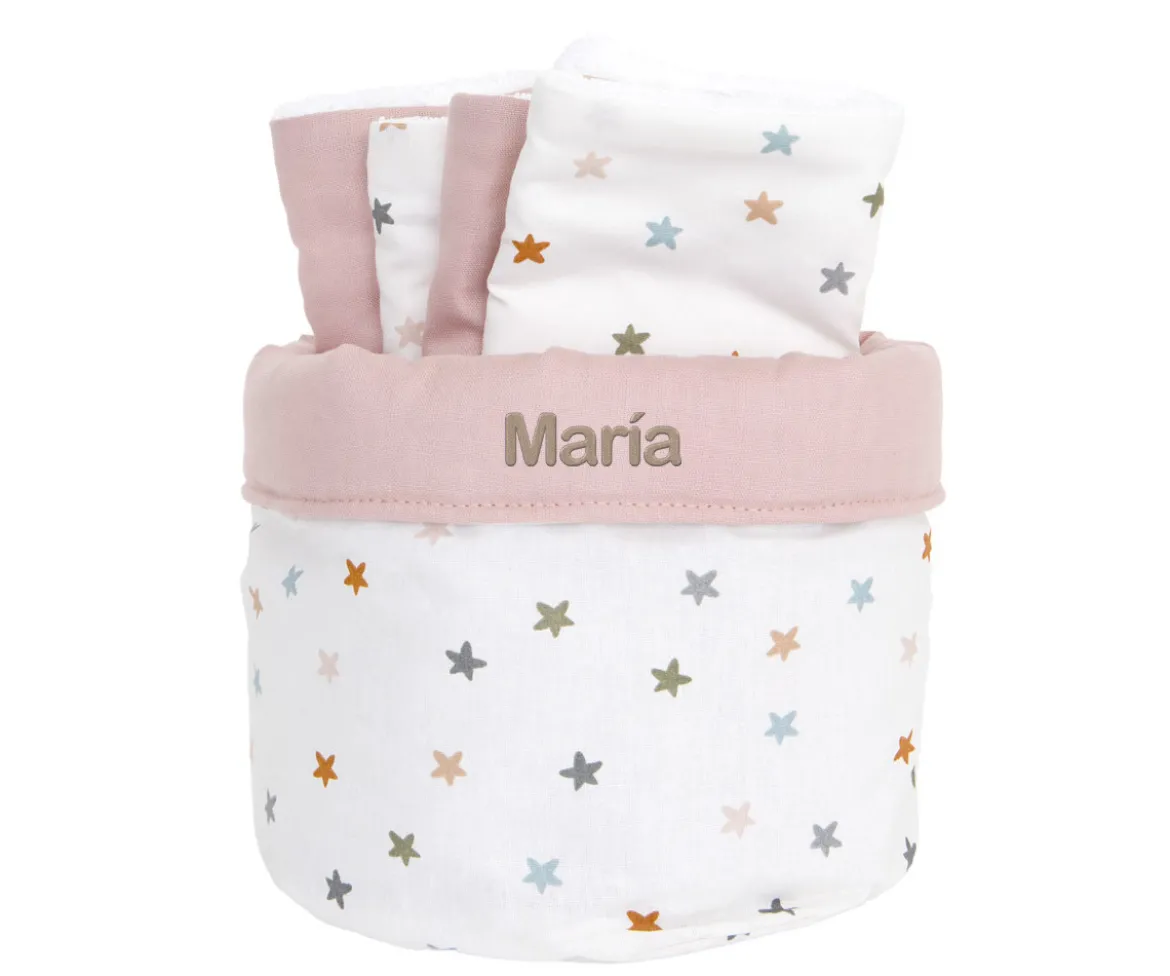 Cesta con Secababitas Little Stars Pink Personalizable