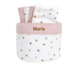 Cesta con Secababitas Little Stars Pink Personalizable
