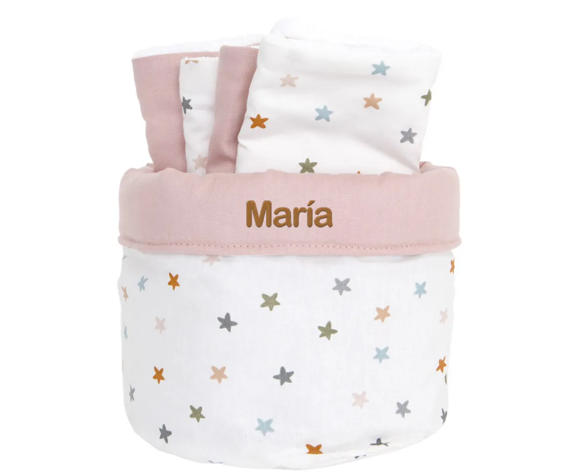 Cesta con Secababitas Little Stars Pink Personalizable