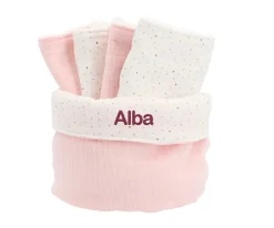 Cesta con Secababitas Rainbow Dots Rosa Personalizable