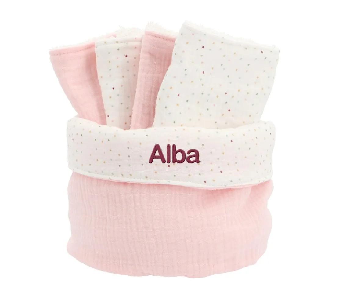 Cesta con Secababitas Rainbow Dots Rosa Personalizable