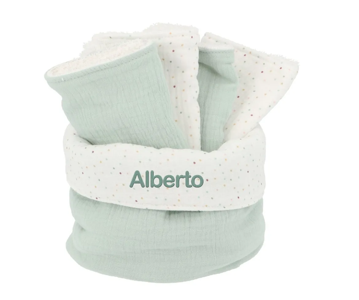 Cesta con Secababitas Rainbow Dots Verde Personalizable