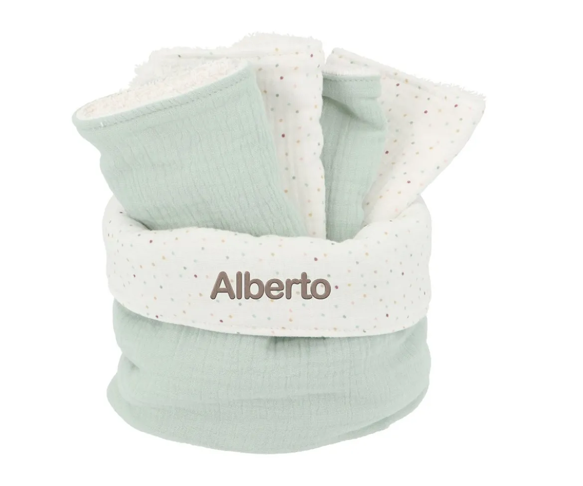 Cesta con Secababitas Rainbow Dots Verde Personalizable