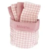 Cesta con Secababitas Vichy Rosa Personalizable