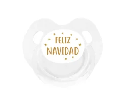 Chupete Retro Blanco Feliz Navidad Estrellas