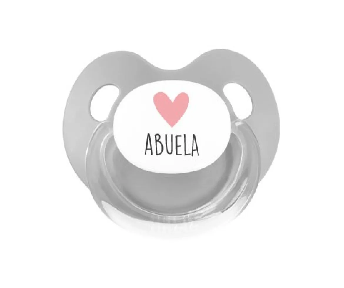 Chupete Retro Gris Corazón Abuela