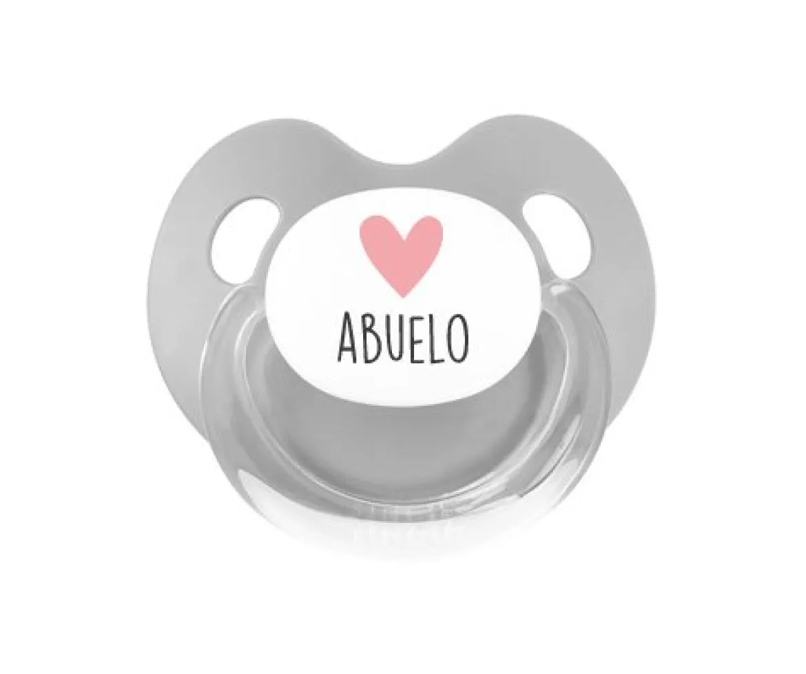 Chupete Retro Gris Corazón Abuelo