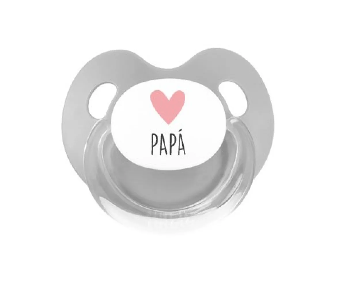 Chupete Retro Gris Corazón Papá