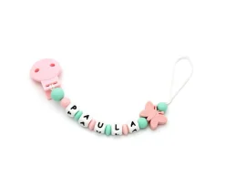 Chupetero Silicona Personalizado Mariposa Mint