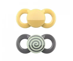 2 Chupetes Anatómicos Day & Night Yellow and Spiral