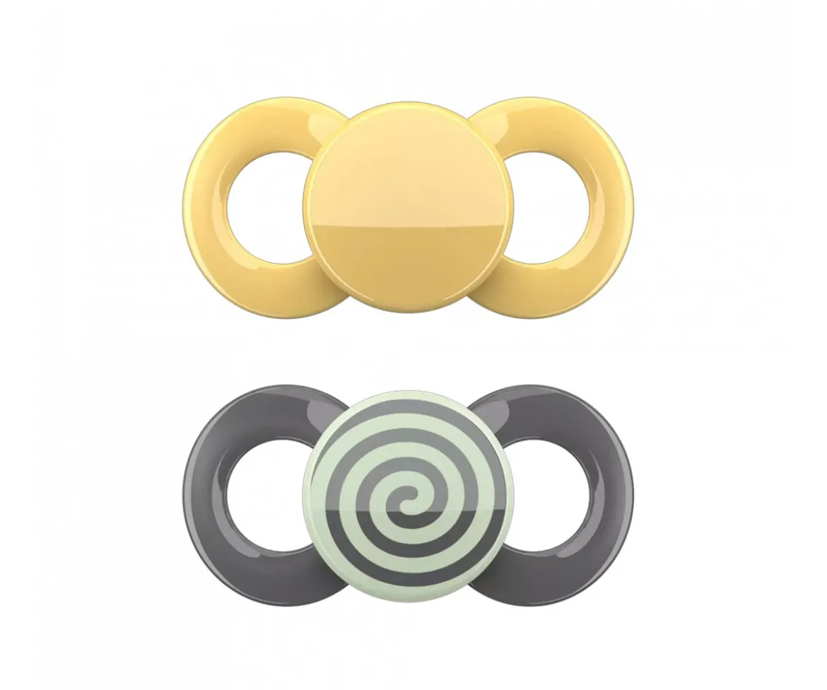 2 Chupetes Anatómicos Day & Night Yellow and Spiral