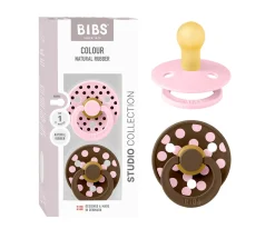 2 Chupetes BIBS Colour Round Baby Pink/Mocha