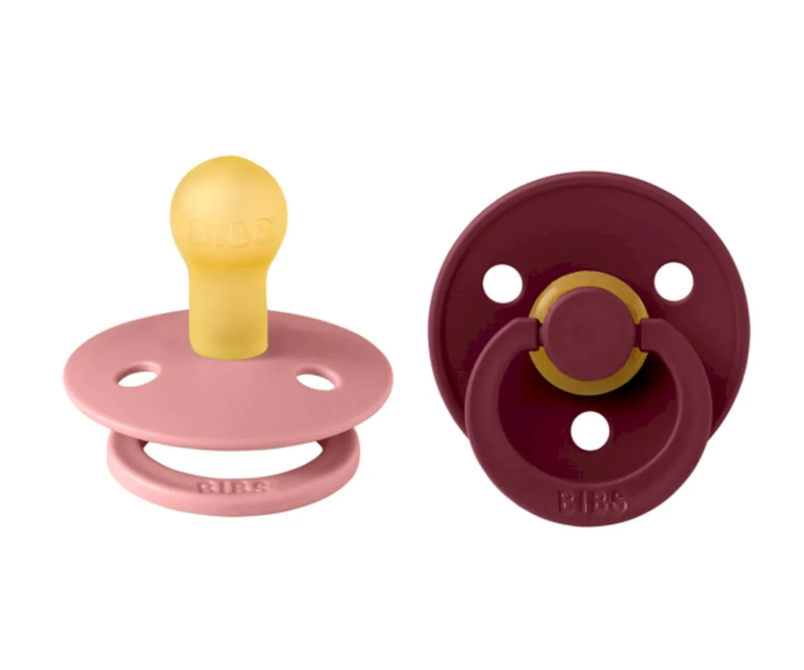 2 Chupetes BIBS Colour Round Dusty Pink/Elderberry