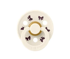 2 Chupetes BIBS Colour Round Holiday Bow Ivory/Plum