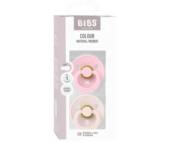 2 Chupetes BIBS Colour Round Petal/Baby Pink