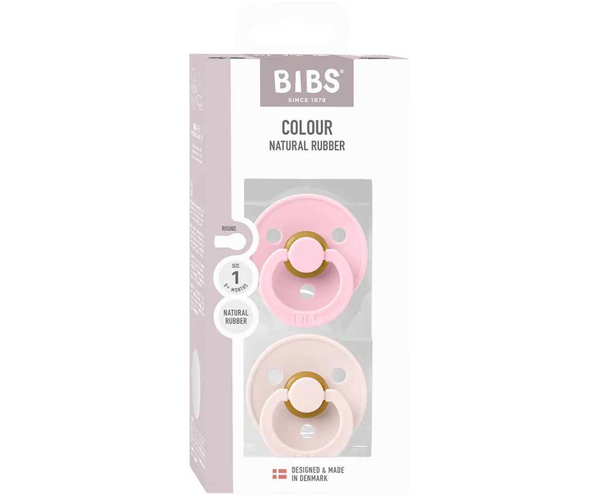 2 Chupetes BIBS Colour Round Petal/Baby Pink