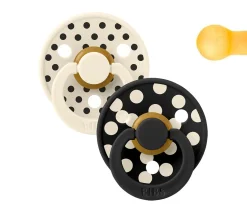 2 Chupetes BIBS Colour Round Polka Ivory/Black