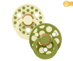 2 Chupetes BIBS Colour Round Polka Luna/Wasabi