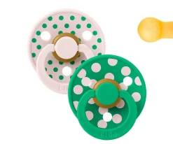 2 Chupetes BIBS Colour Round Polka Petal/Cactus