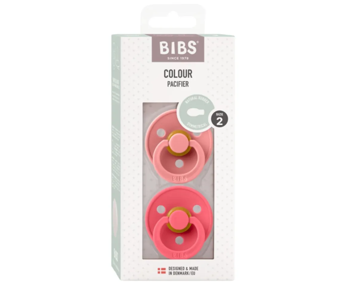 2 Chupetes BIBS Colour Simétrica Dusty Pink/Coral