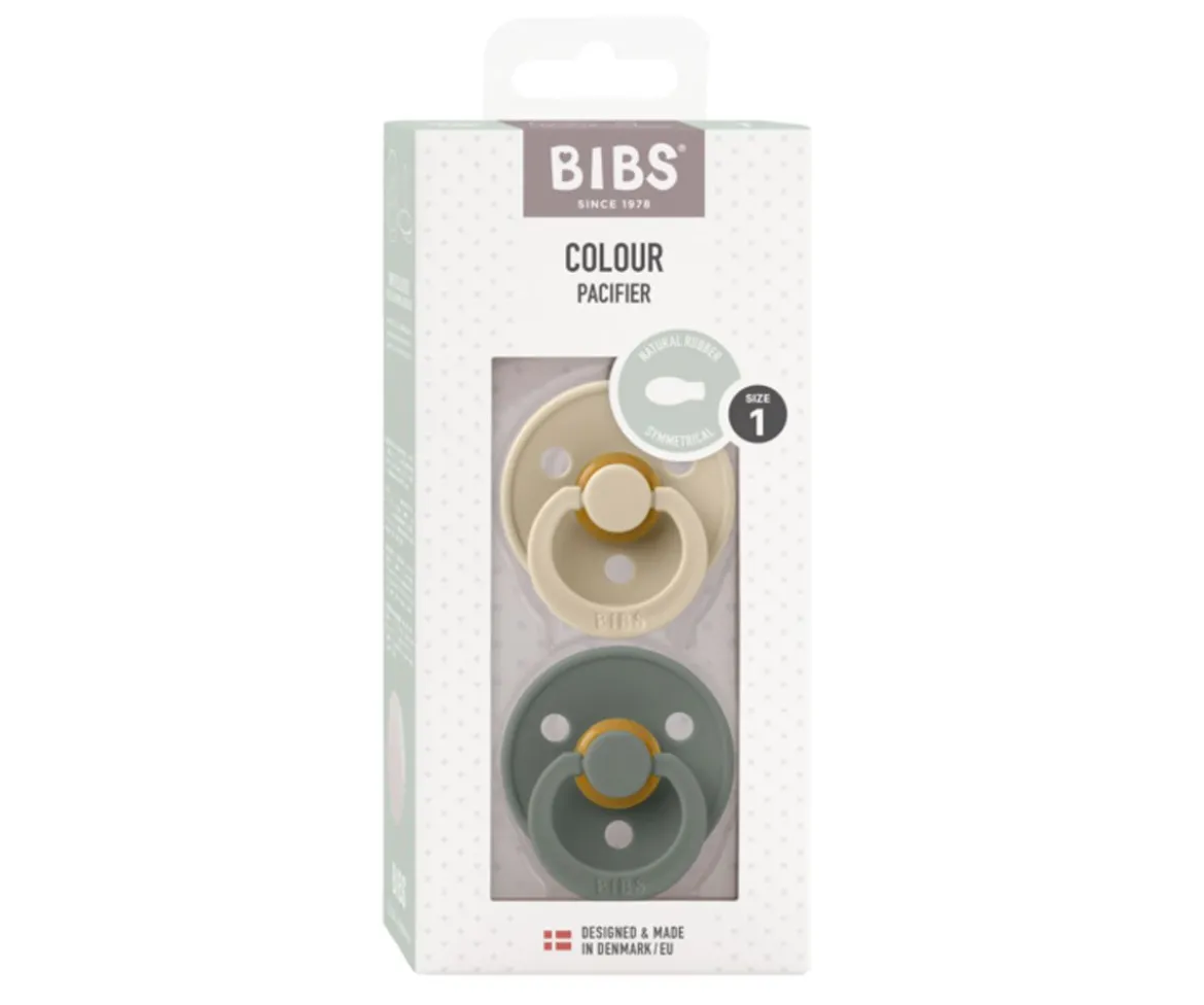 2 Chupetes BIBS Colour Simétrica Vanilla/Pine