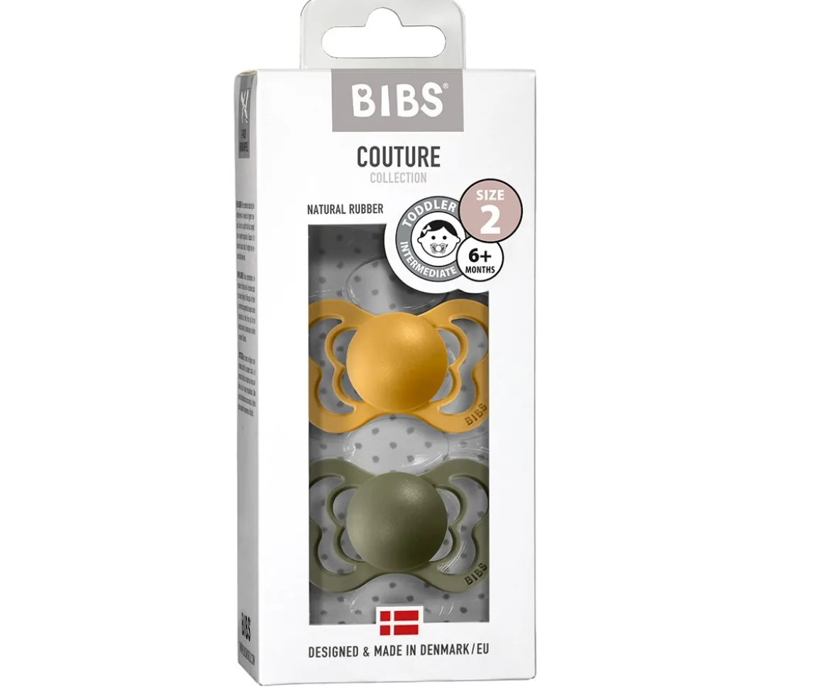 2 Chupetes BIBS Couture Honey Bee/Olive Látex