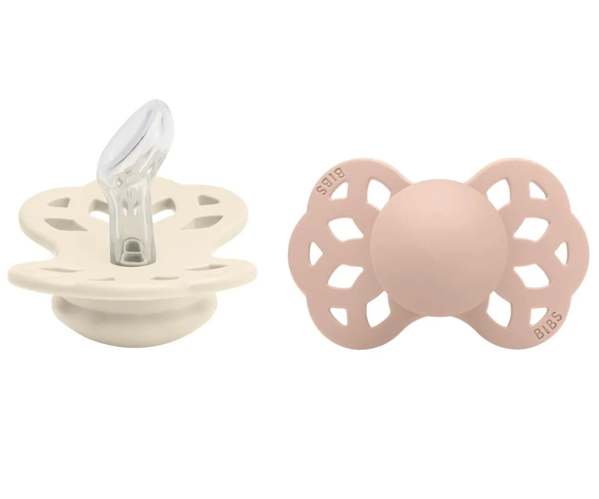 2 Chupetes BIBS Infinity Anatómica Ivory/Blush